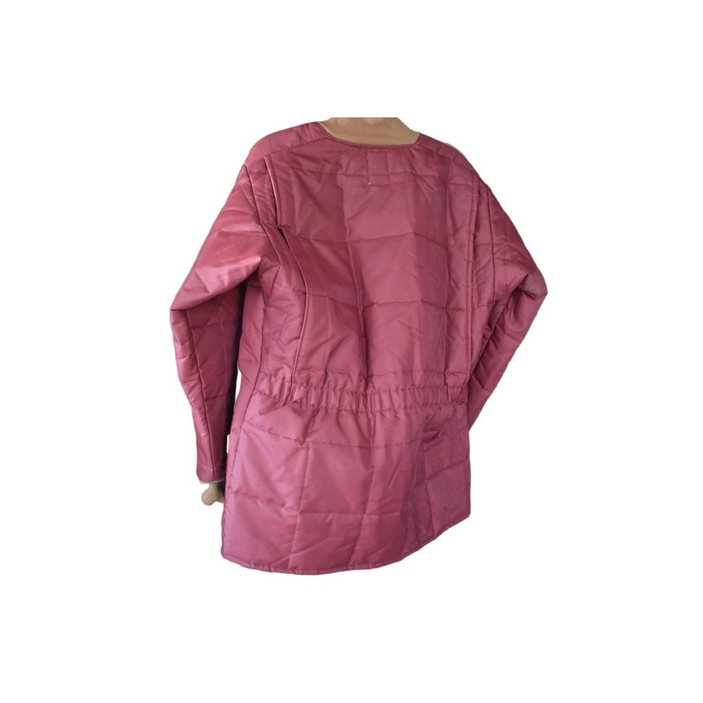 Vintage Men's Bob Allen Burgundy Puffer Hunting Jacket Suede Patches L - Picture 2 of 10